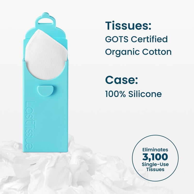 LastTissueÂ® Reusable Cotton Tissue Pack â€“ Sustainable, Durable, Eco-Conscious, Portable & Washable Facial Tissues for Men and Women with Travel Handkerchief Storage Case - Image 5